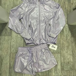 Zyia Lilac Shine Bomber Jacket and Bomber Short set